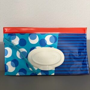 Huggies Wipes Travel Pouch Clutch n Clean Blue PolkaDot Baby Reusable Refillable